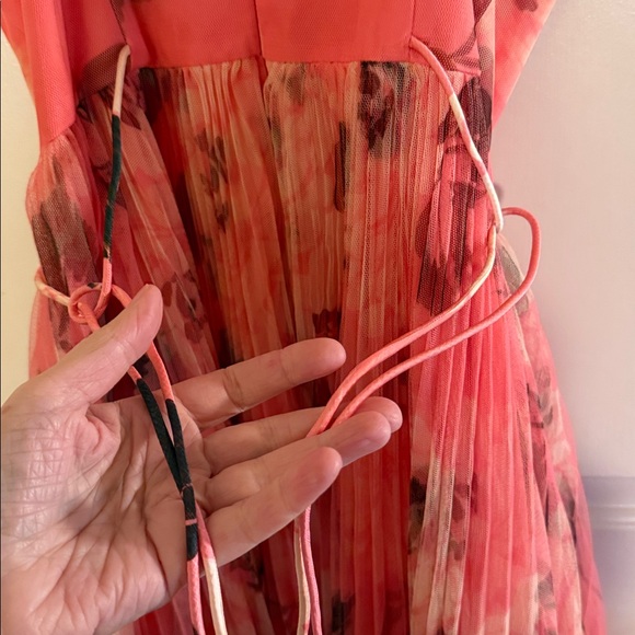 Hutch Costella Strapless Pleated Floral Tulle Midi Dress Anthropologie - Picture 10 of 13
